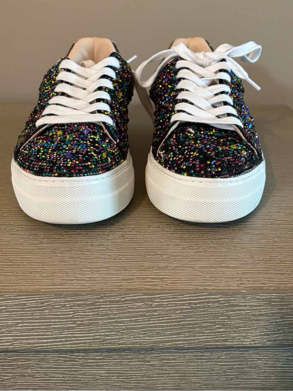 Blue by Betsey Johnson Sidny Multi Rhinestone Platform Sneakers Size 9 - Picture 8 of 11